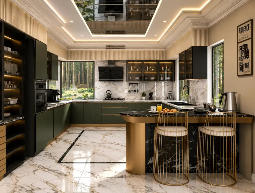 Luxury U-Shaped Kitchen with Contemporary Cabinetry